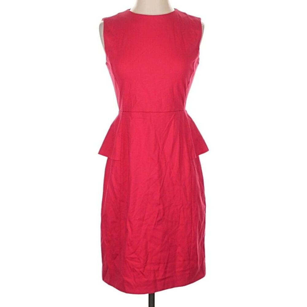 Elie Tahari Size 4 Peplum Sleeveless Cocktail Dress Red/Pink Business Midi